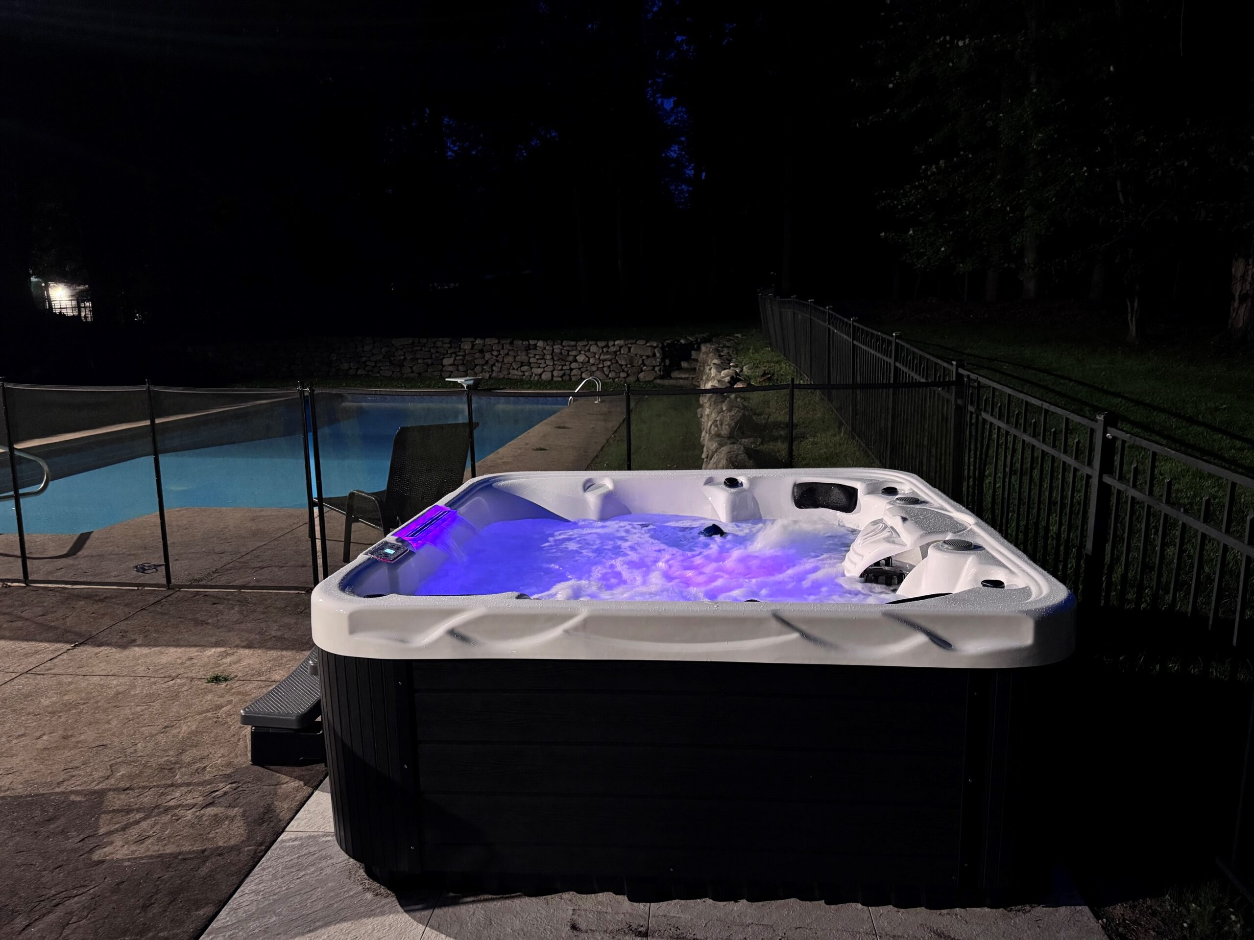 Hot tub at sunset
